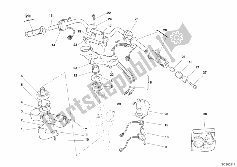 Wszystkie części do Kierownica Ducati Multistrada 1000 USA 2005